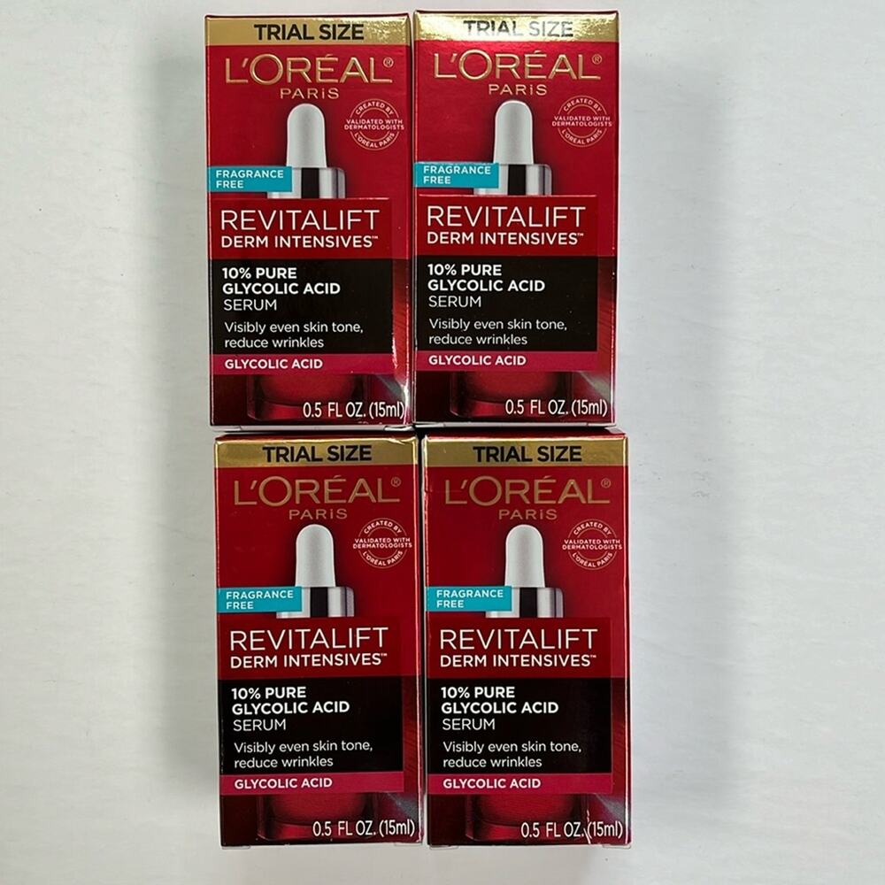 L'Oreal Paris Revitalift Derm Intensives Glycolic Serum 0.5 fl oz Lot of 4